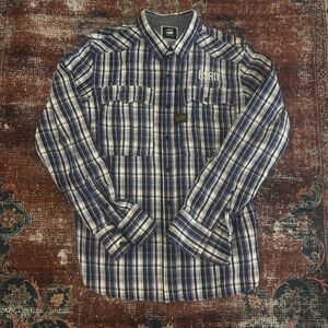 Men’s G-Star Raw Plaid Flannel Snap Button Shirt Utility Workwear Streetwear M